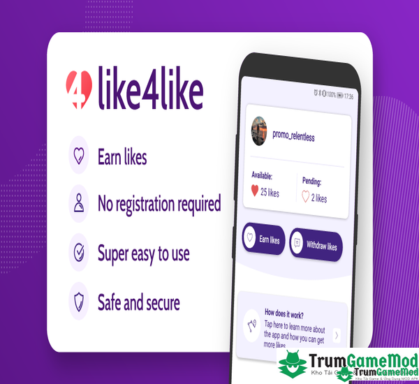 Like4Like là một ứng dụng tăng like trên kênh youtube với tỉ lệ thành công khá cao