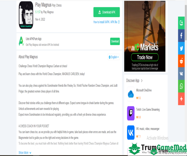 Chia sẻ các bước tải Play Magnus - Play Chess cho điện thoại di động iOS, Android